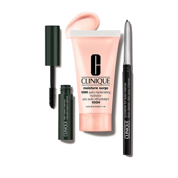 Clinique Fan Favorites black eyeliner mascara moisture surge lotion box set of 3 - Picture 2 of 13